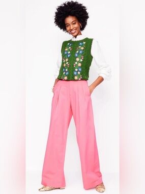 Boden Brompton Wide-Leg Trouser Pants in Pink